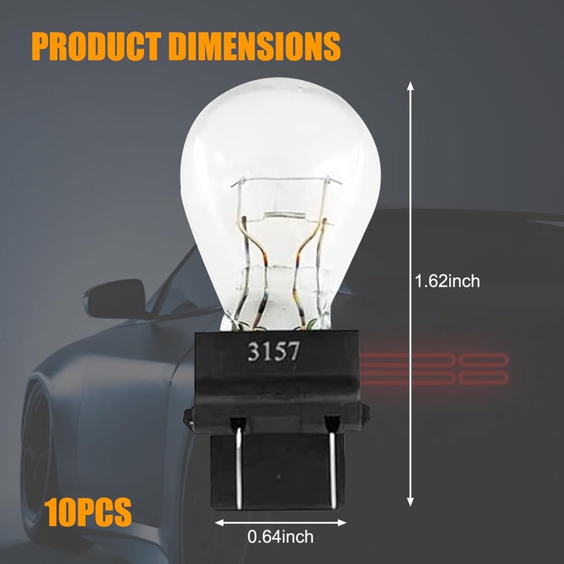 Flygun 10 PCS 3157 Mini Car Brake Light Bulb, 12V 21/5W Waterproof Vehicle Side Marker Tail Light Bulb Replacements, Universal Automotive Taillight Accessories for Truck SUV Car (White Light) - Image 2